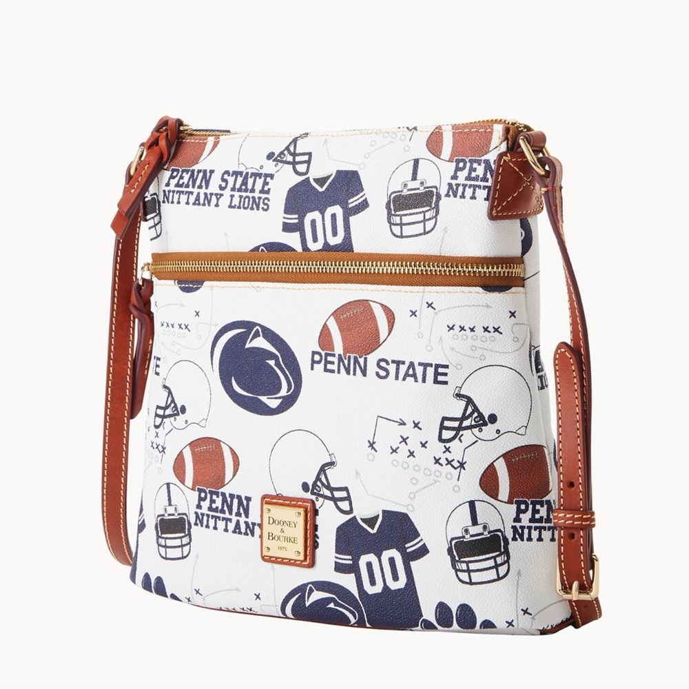 Dooney & Bourke White Navy Brown Penn State Crossbody